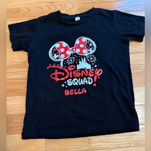 Disney Black Tee with Red & White Minnie Bow Graphic